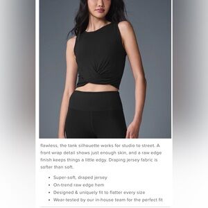 ALO Yoga Black Twist Detail Tank Top Small